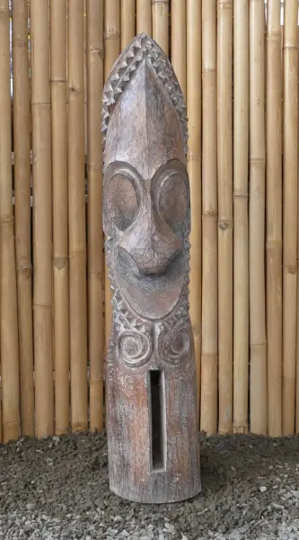 Tiki Polynesische Statue aus Kokosnussholz, ca. 100cm hoch mit schwarz-weißer Farbe, Ø ca. 18-28 cm 